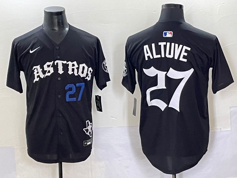 Men 2025 Houston Astros #27 Altuve Black Seven generations Joint Name Nike MLB Jersey style 6